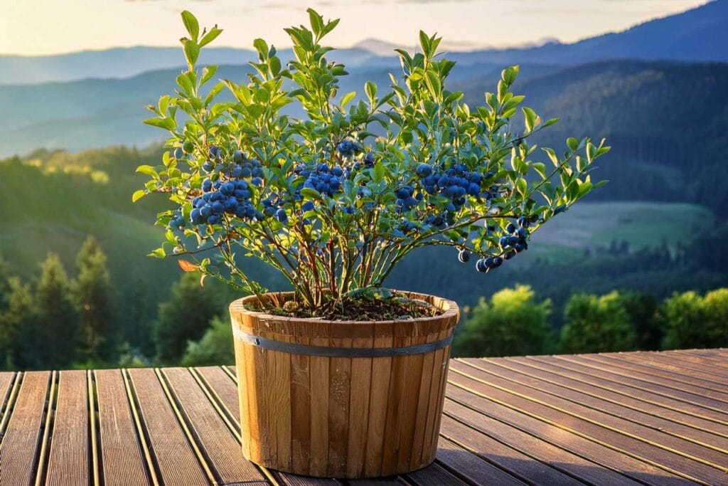 borówka amerykańska na balkonie