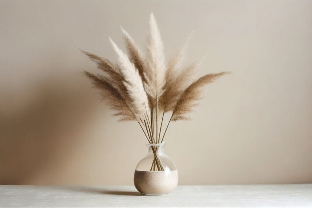 trawa pampasowa wykorzystana jako dekoracja w wazonie