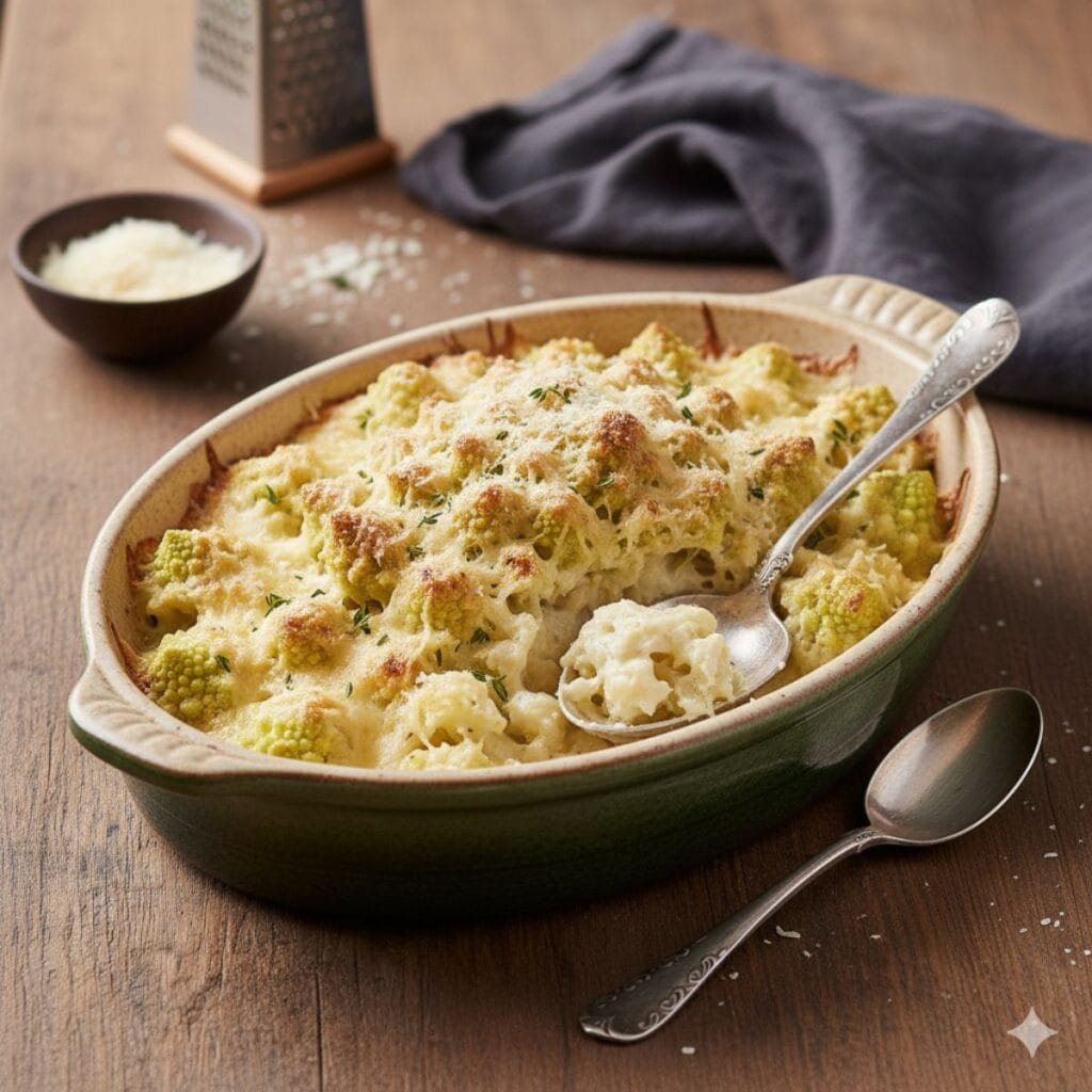 Zapiekanka z kalafiora romanesco z beszamelem