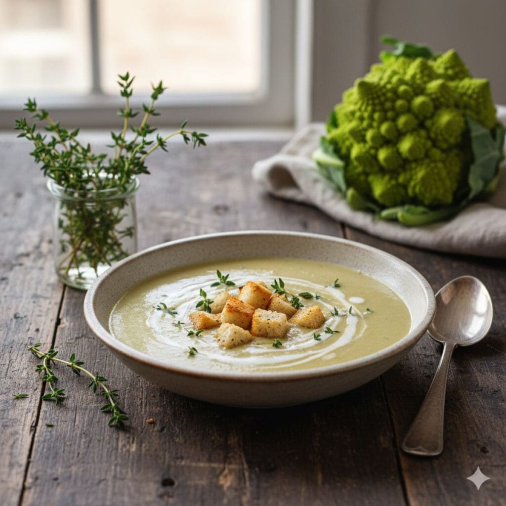 Kremowa zupa z romanesco z tymiankiem